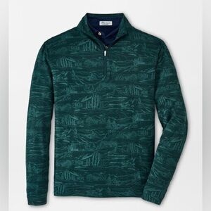 Peter Millar Crown Sport Fall Fairway 1/4 Zip MenXL Trees Mountains W Golf Logo